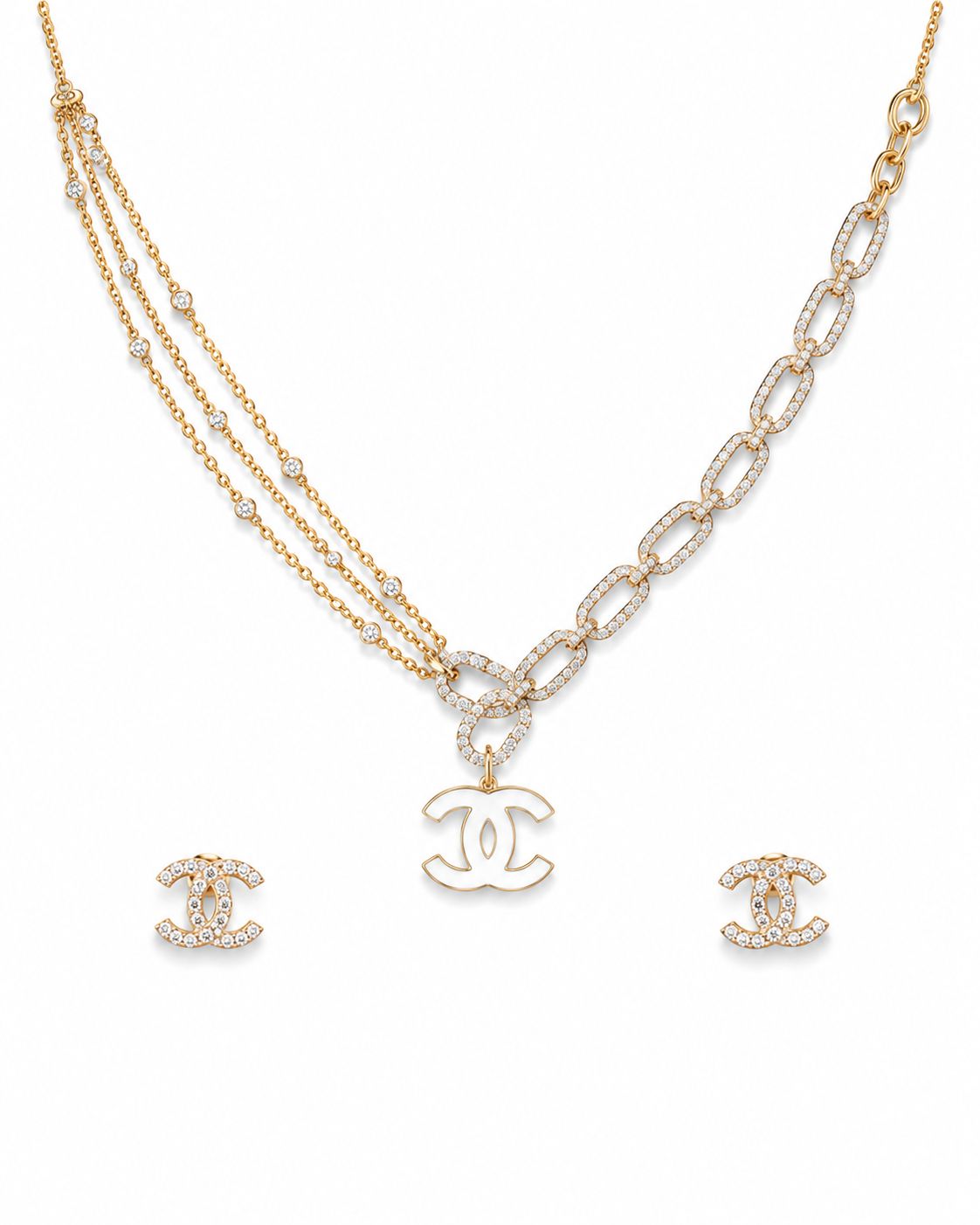 14KT NATURAL DIAMOND PENDANT SET