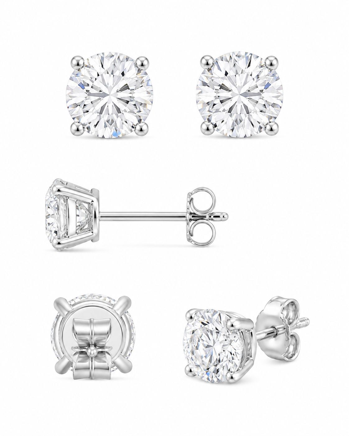 Lab Grown 925 Silver Diamond Stud