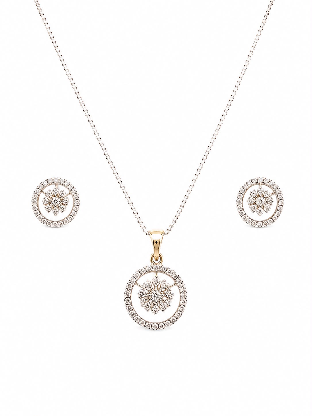 14KT NATURAL DIAMOND PENDANT SET