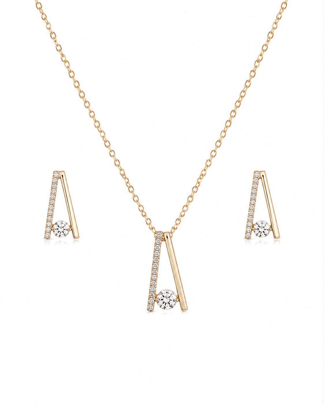 14KT NATURAL DIAMOND PENDANT SET