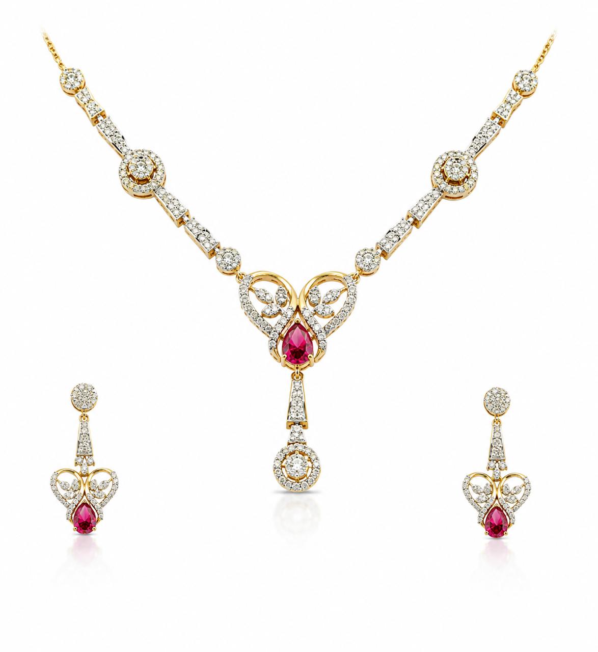 14KT NATURAL DIAMOND PENDANT SET