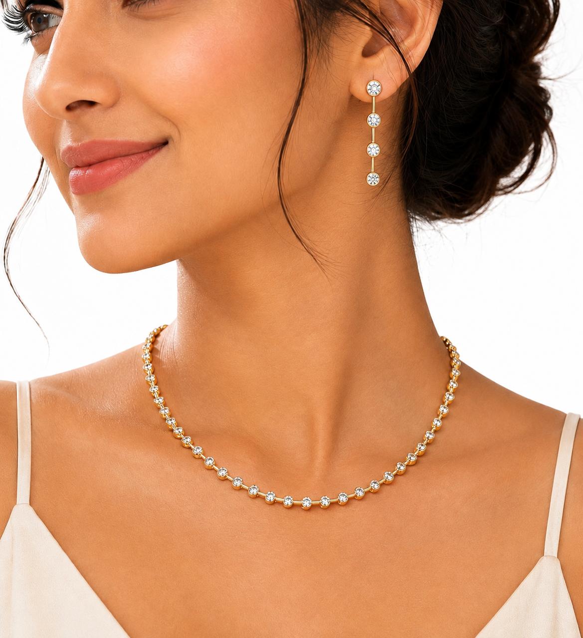 14KT NATURAL DIAMOND NECKLACE SET