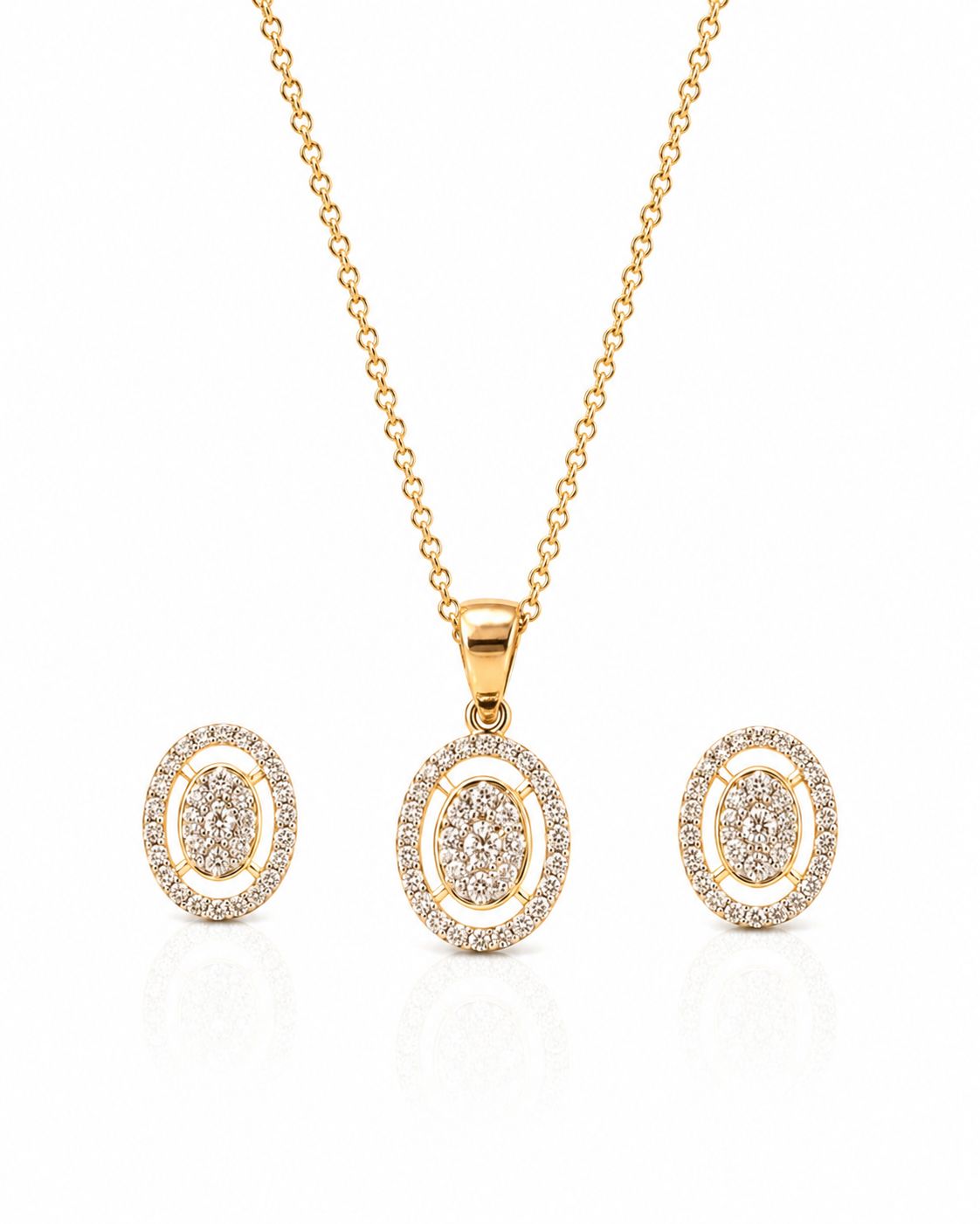 14 KT NATURAL DIAMOND PENDANT SET
