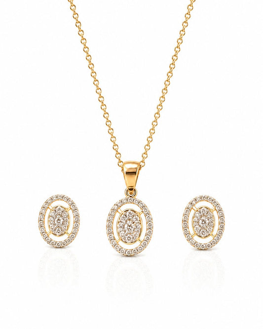 14 KT NATURAL DIAMOND PENDANT SET