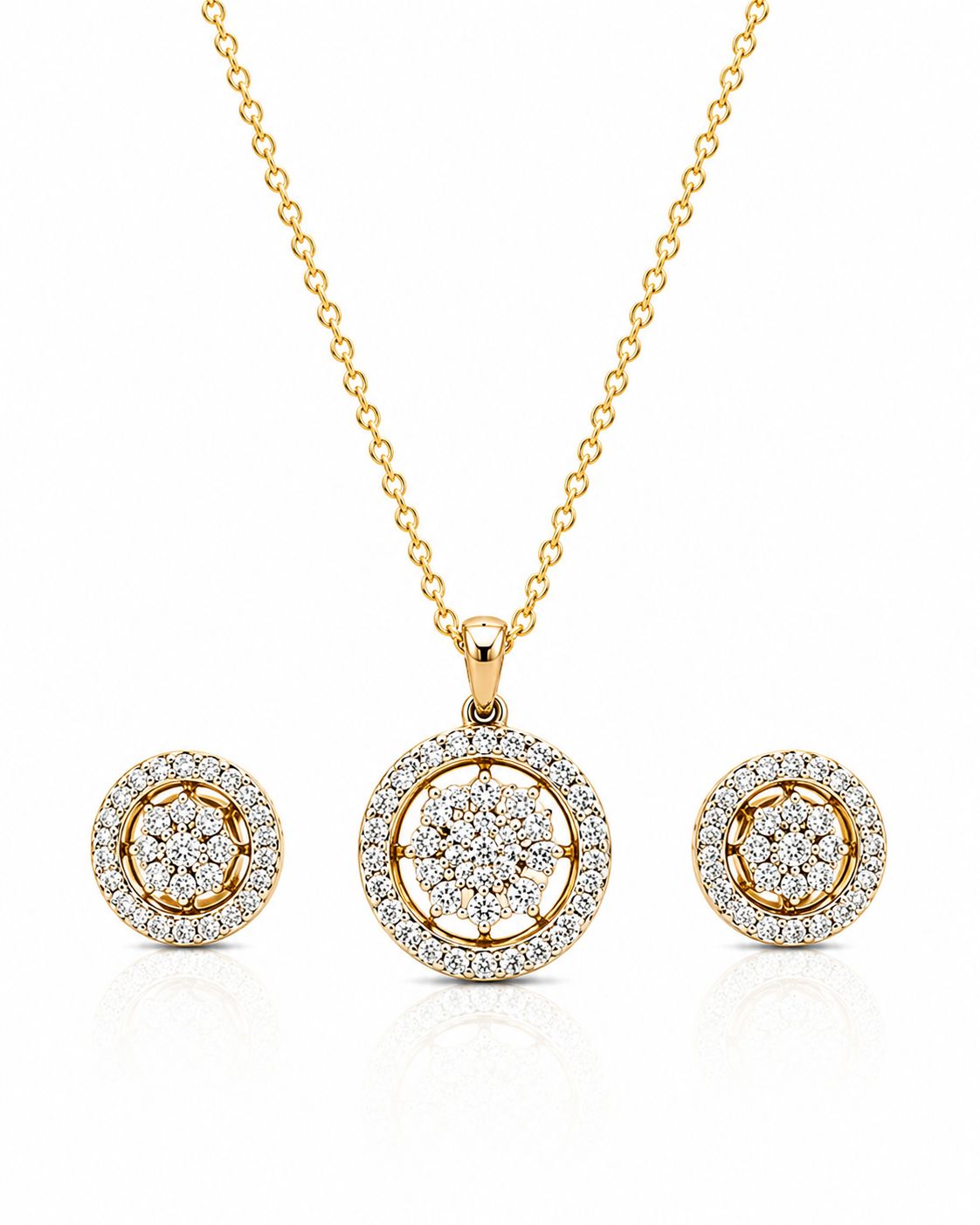 14KT NATURAL DIAMOND PENDANT SET