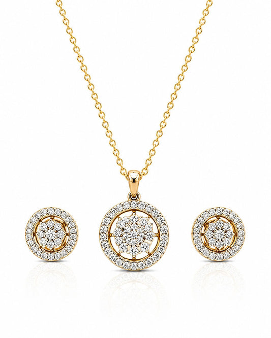 14KT NATURAL DIAMOND PENDANT SET