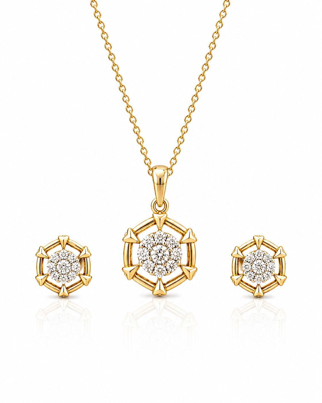 14KT NATURAL DIAMOND PENDANT SET