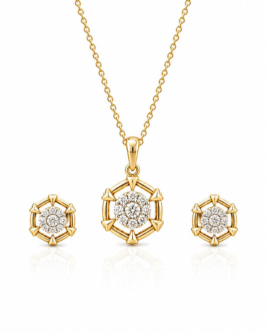 14KT NATURAL DIAMOND PENDANT SET
