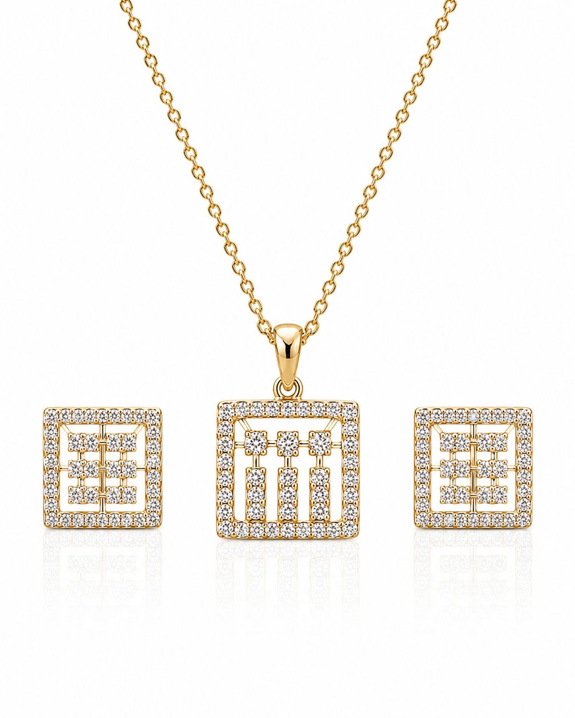 14KT  NATURAL DIAMOND PENDANT SET
