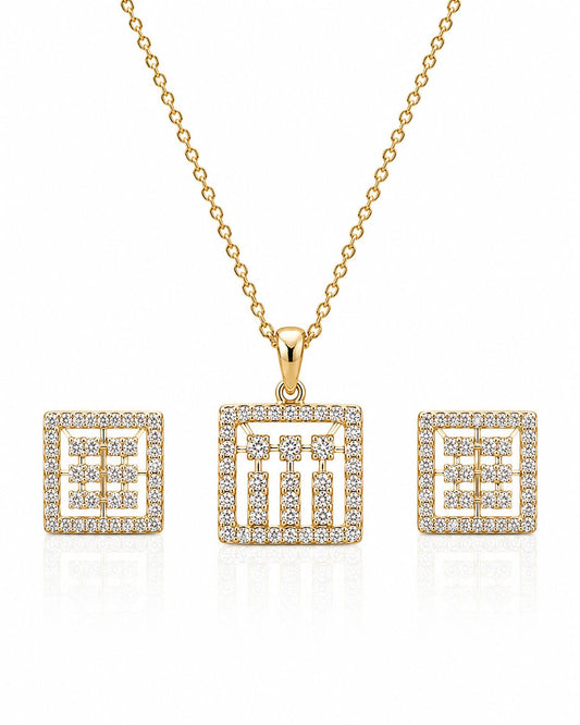 14KT  NATURAL DIAMOND PENDANT SET