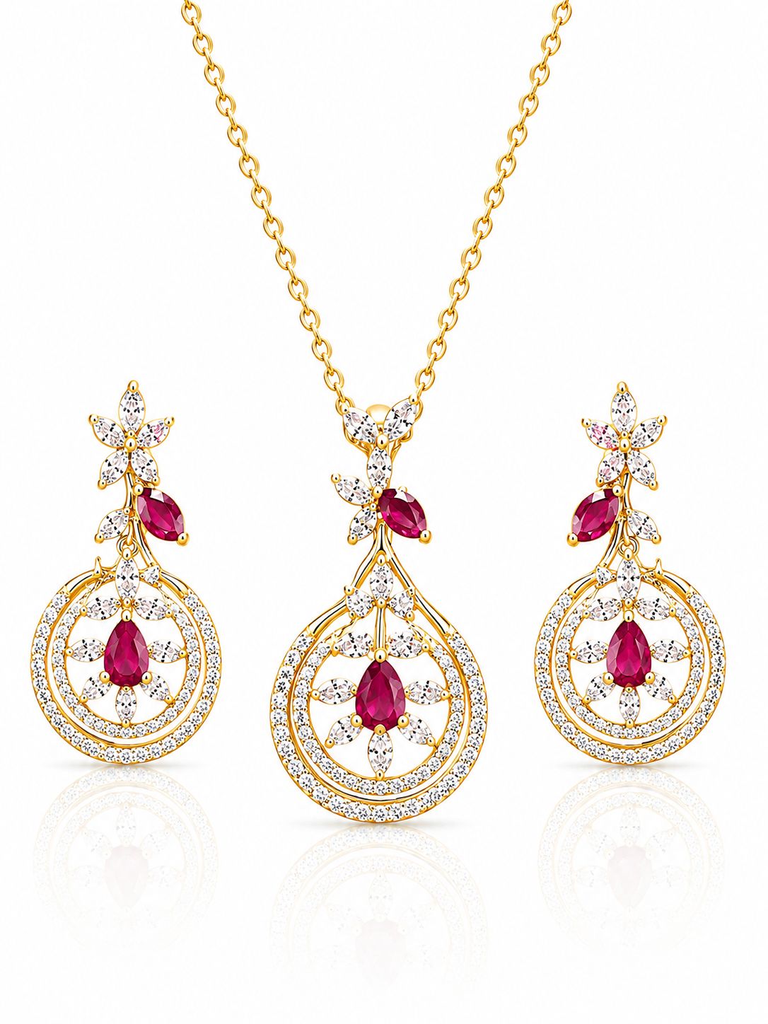 14KT NATURAL DIAMOND PENDANT SET