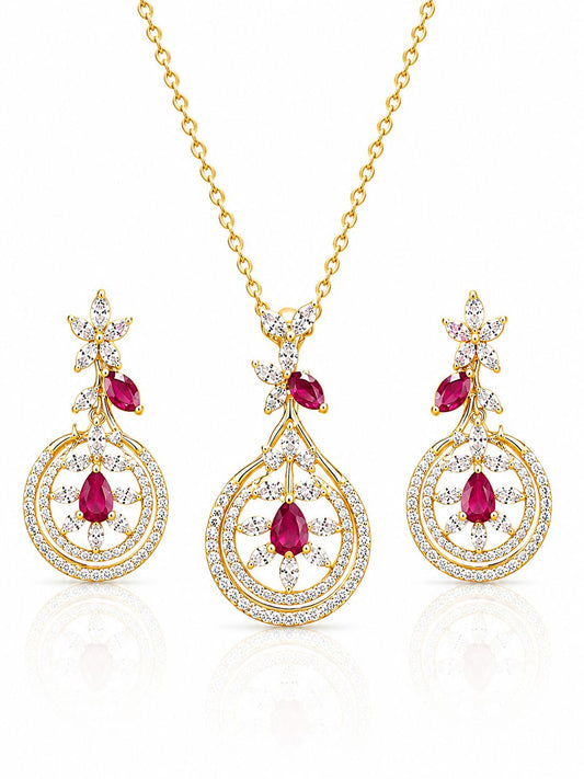 14KT NATURAL DIAMOND PENDANT SET