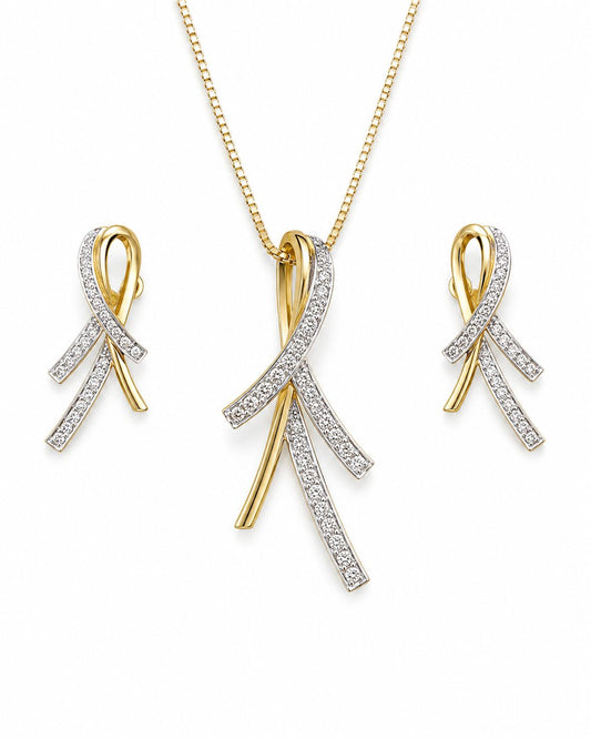 9KT NATURAL DIAMOND PENDANT SET