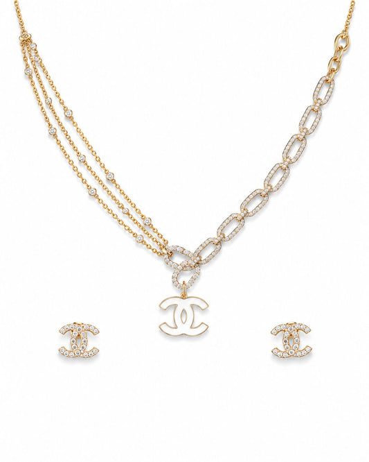 14KT NATURAL DIAMOND PENDANT SET