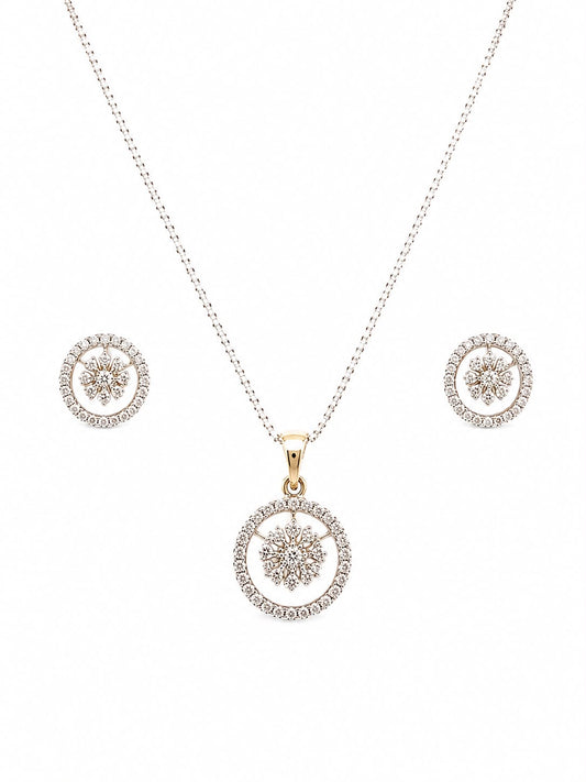14KT NATURAL DIAMOND PENDANT SET