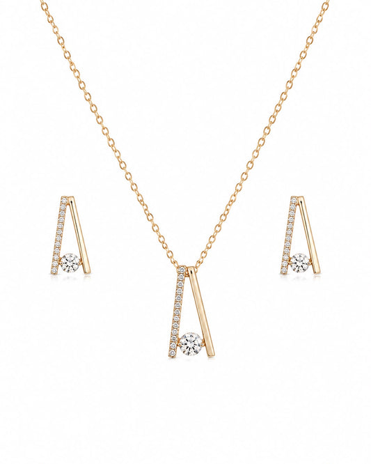 14KT NATURAL DIAMOND PENDANT SET