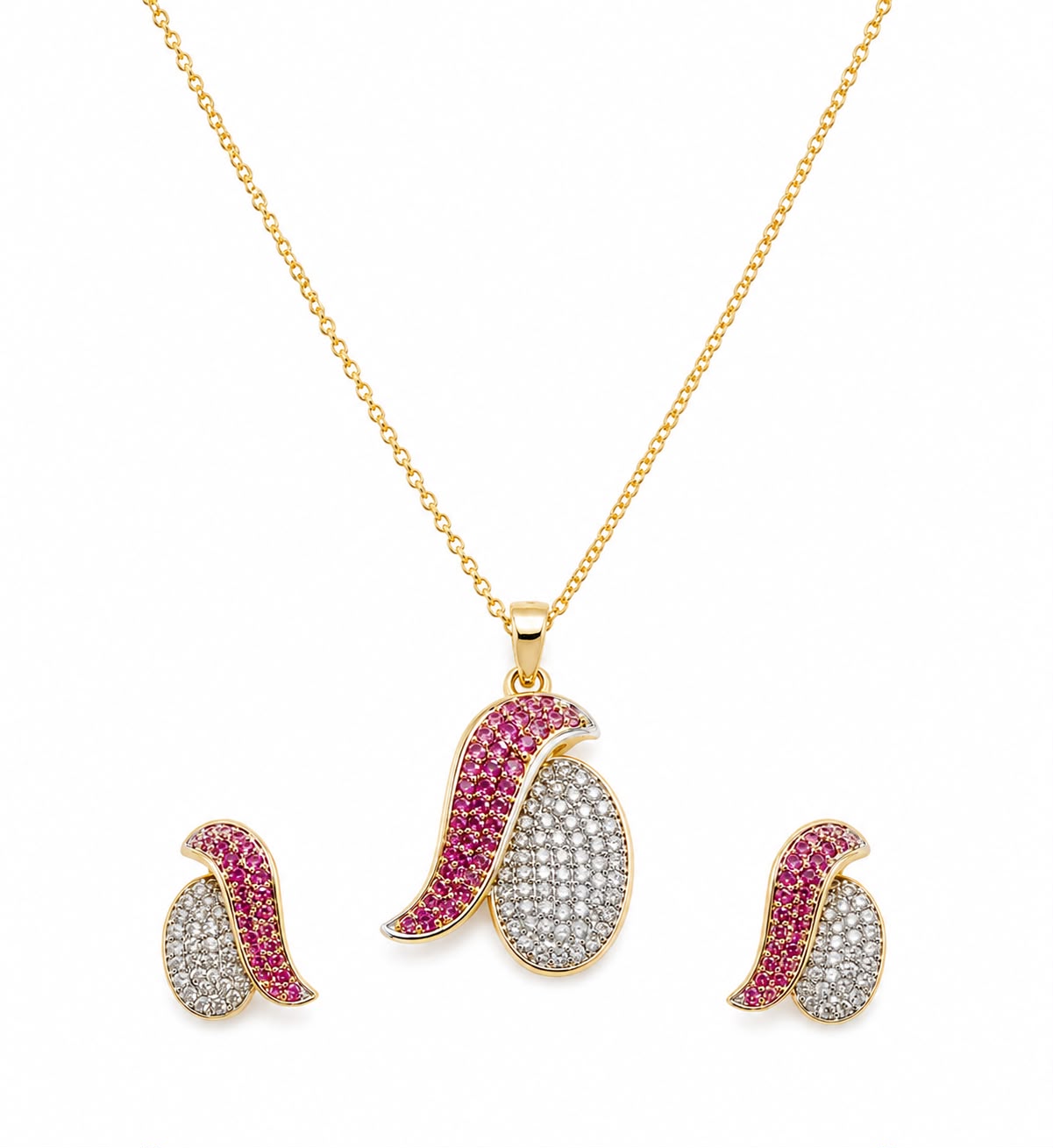 14KT NATURAL DIAMOND PENDANT SET