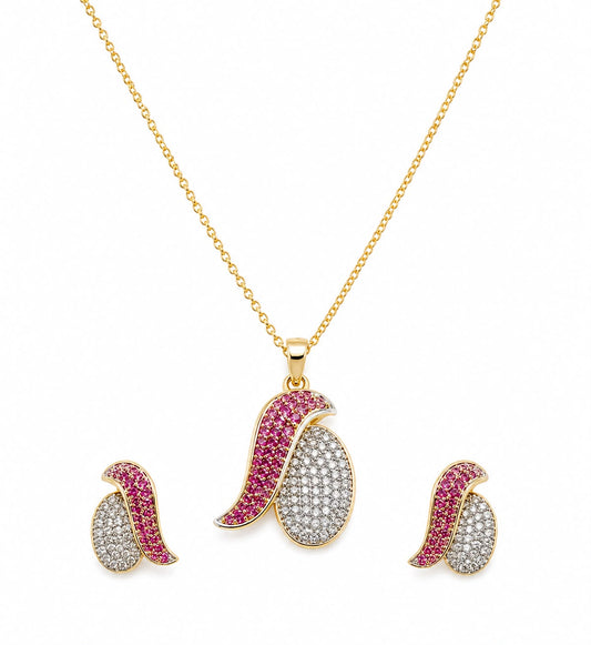 14KT NATURAL DIAMOND PENDANT SET