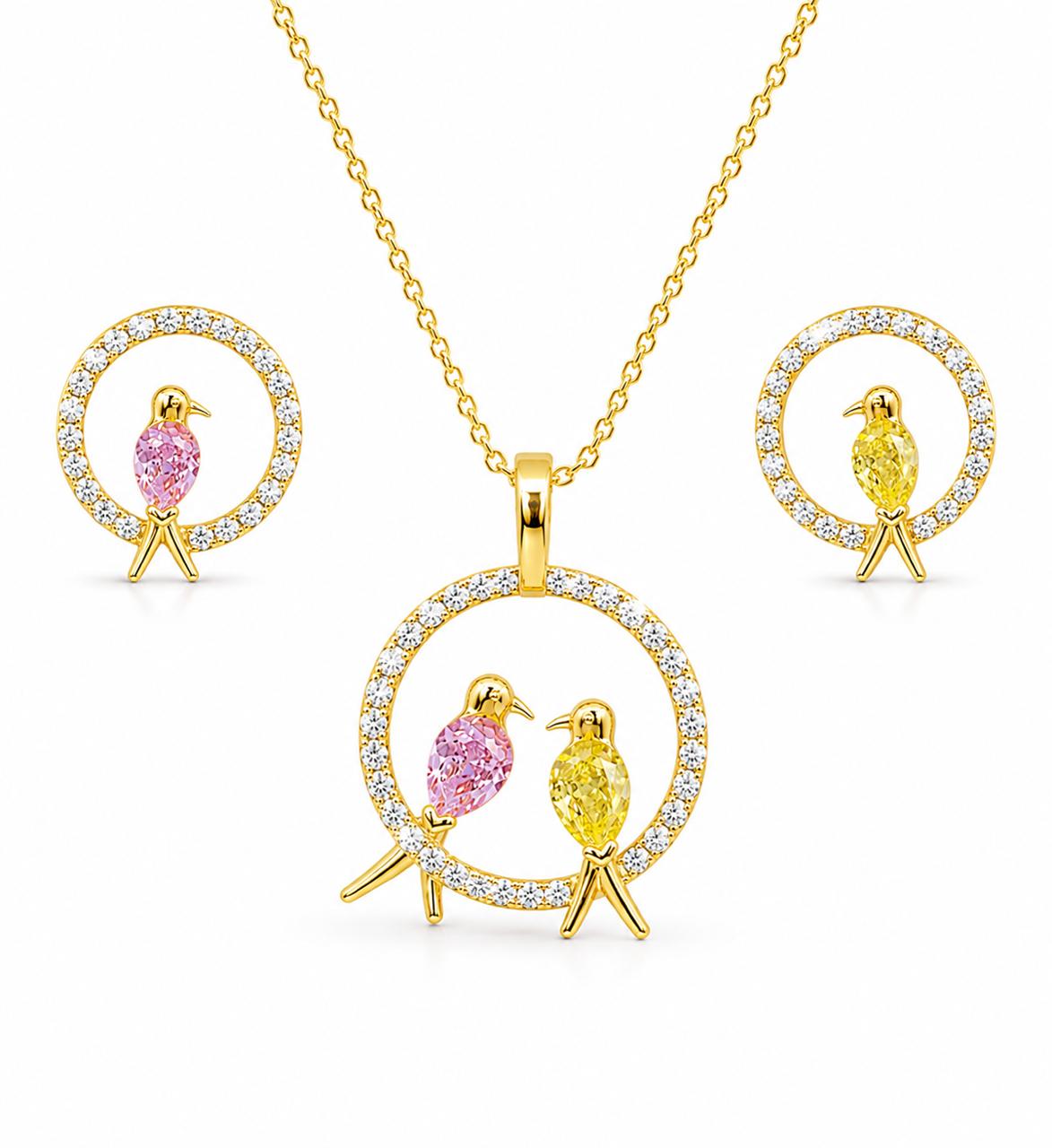 14KT NATURAL DIAMOND PENDANT SET
