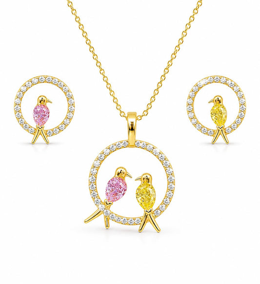 14KT NATURAL DIAMOND PENDANT SET