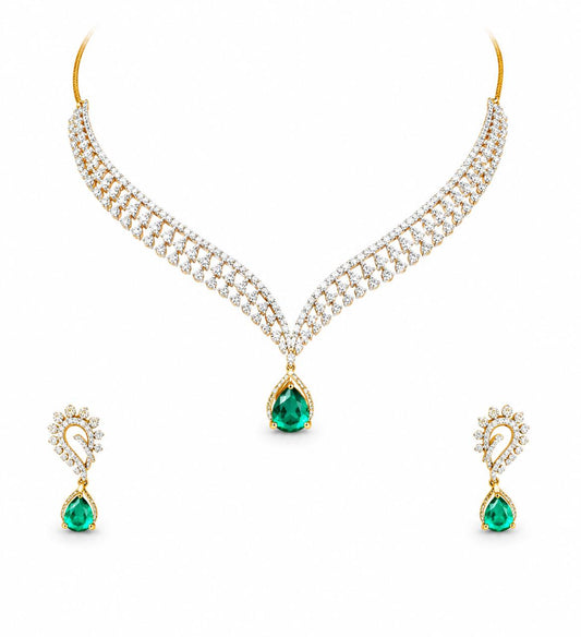 14KT NATURAL DIAMOND PENDANT SET