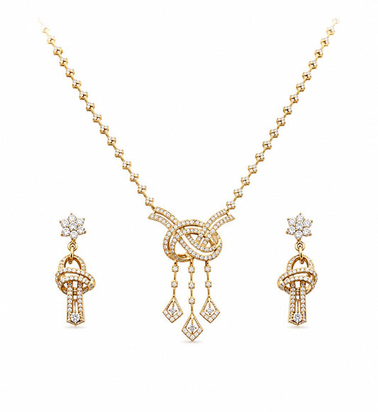14KT NATURAL DIAMOND PENDANT SET