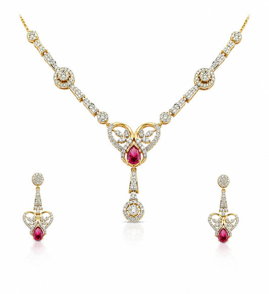 14KT NATURAL DIAMOND PENDANT SET